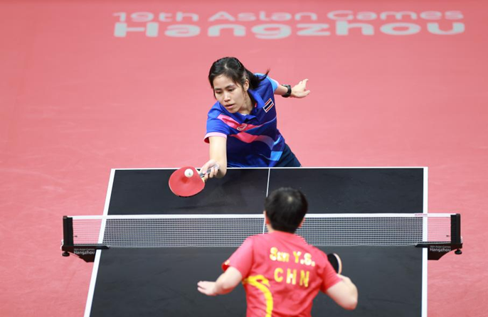 ประมวลภาพ: การแข่งขันเทเบิลเทนนิสทีมหญิง รอบรองชนะเลิศ เอเชี่ยนเกมส์ ครั้งที่ 19